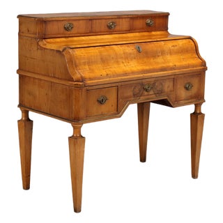 Antique Writing Desk in Walnut with Leather Insert and 3 Drawers, 19th Century For Sale