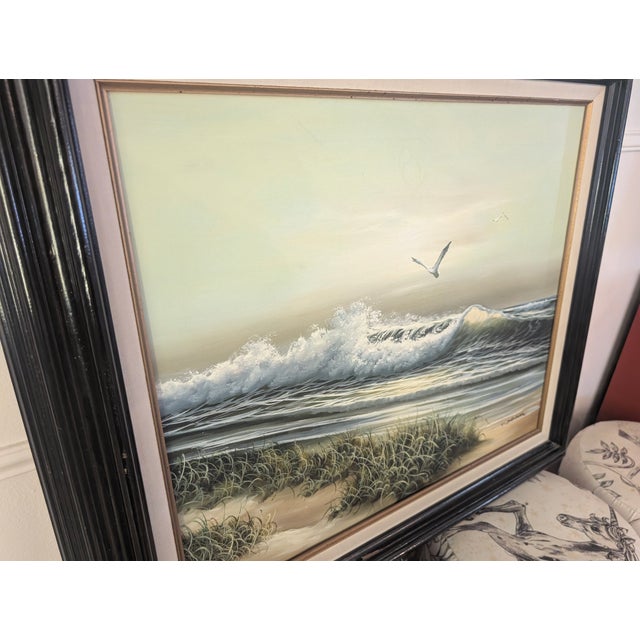 1960s W. Dawson Signed Oil Painting O Canvas Seagulls on the Seaside For Sale - Image 12 of 12