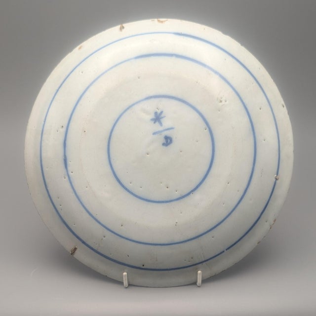 Dutch Delft 18th Century Plates With Lotus Leaf Design For Sale - Image 4 of 5