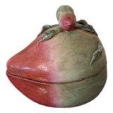 Antique 19th Century Chinese Export Porcelain Altar Temple Fruit Offering Box Mango For Sale