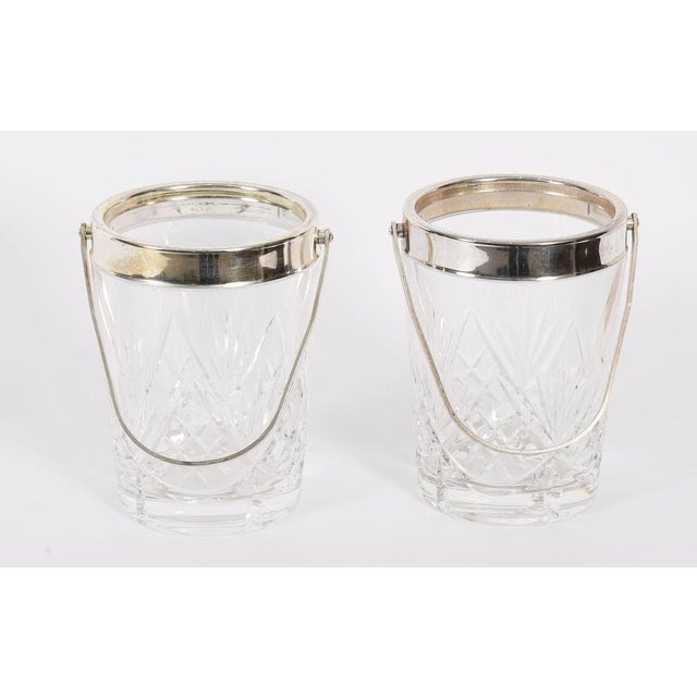 Mid-Century Silver-Plated and Crystal Ice Pail Buckets, Set of 2 For Sale - Image 8 of 11