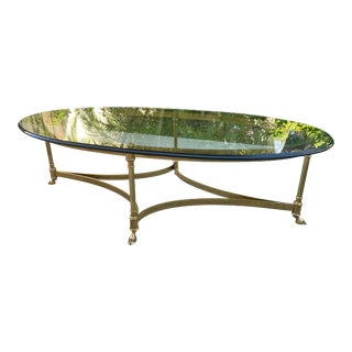 Mid 20th Century Vintage Brass & Glass Coffee Table, Manner of La Barge For Sale