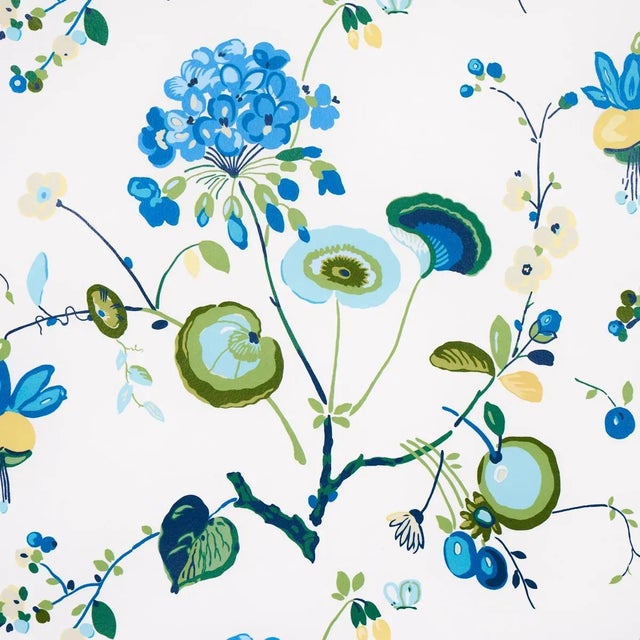 Abstract Sample - Schumacher Vasily Wallpaper in Green & Blue For Sale - Image 3 of 5
