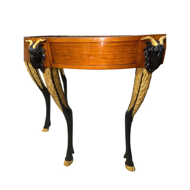 Wood 18th Century Italian Neoclassical Demi-Lune Console Table With Gilt and Ebonized Legs For Sale - Image 7 of 16