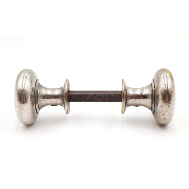 Traditional Pair of Vintage 1.625 In. Nickel Plated Brass Door Knobs For Sale - Image 3 of 5