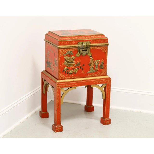 Late 20th Century Red & Gold Paint Decorated Asian Box on Stand For Sale - Image 12 of 12