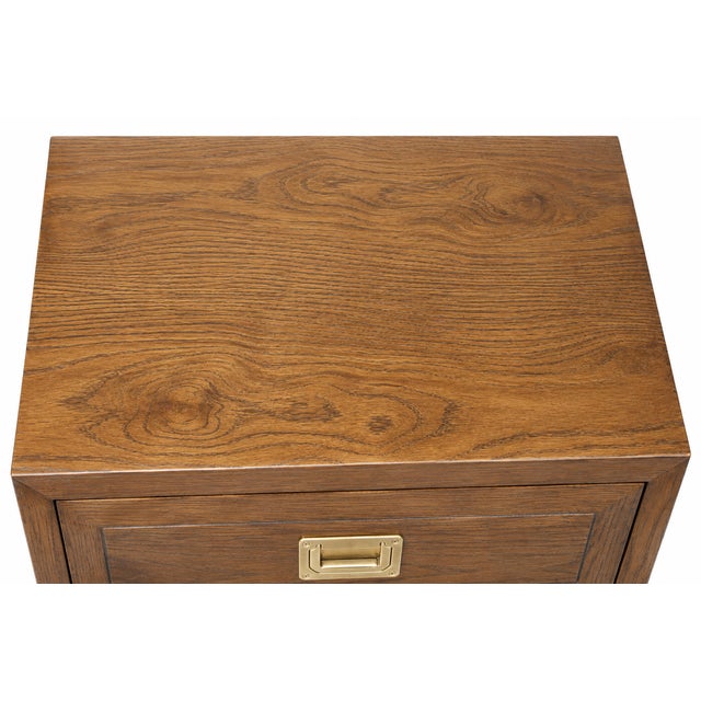 Gold Pair of Vintage Henredon Campaign-Style Nightstands/End Tables For Sale - Image 8 of 12
