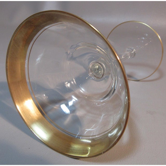 Tiffin Rambler Rose Gold Rimmed Wine Glasses Stemware Fluted Crystal