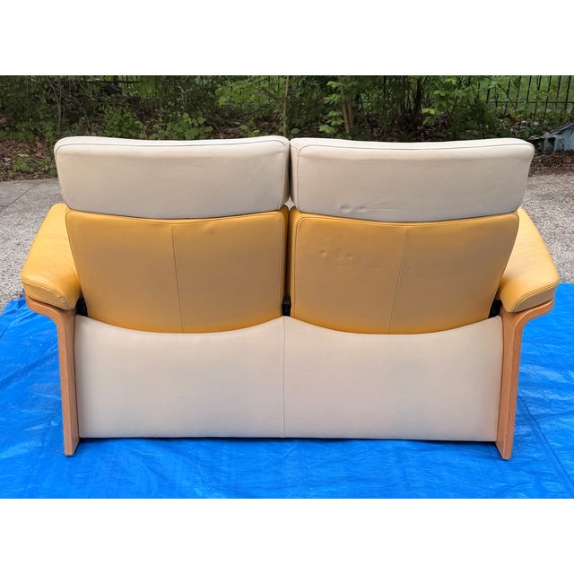 Mid 20th Century Ekornes Stressless Mid Century Modern Leather Reclining Sofa and Loveseat For Sale - Image 5 of 14