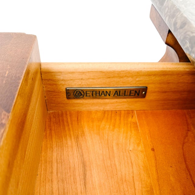 Late 20th Century Ethan Allen Townhouse Louis Philippe Burl Wood & Marble Top Commode For Sale - Image 18 of 18