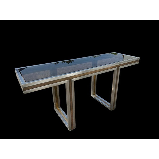Italian Steel and Brass Console, 1970s For Sale - Image 14 of 14