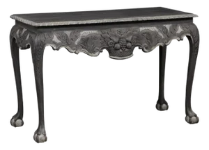 English Carved Wood Dark Gray Console