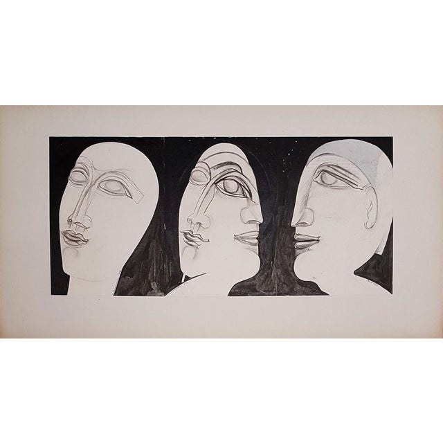 Young Woman and Her Double Drawing by Henry de Waroquier, 1934 For Sale - Image 8 of 8