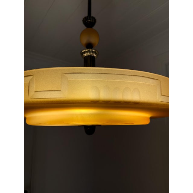 Swedish Grace Ceiling Lamp in Havana Glass by Chr. Bergh & Co., 1930s For Sale - Image 13 of 16