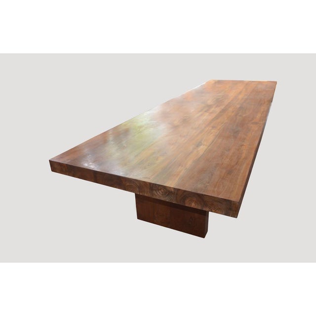 Andrianna Shamaris Modern Teak Wood Dining Table For Sale - Image 4 of 5