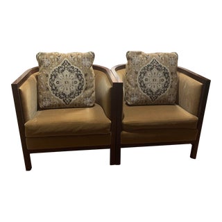 Mid 20th Century Art Deco Barrel Accent Chairs - Set of 2 For Sale