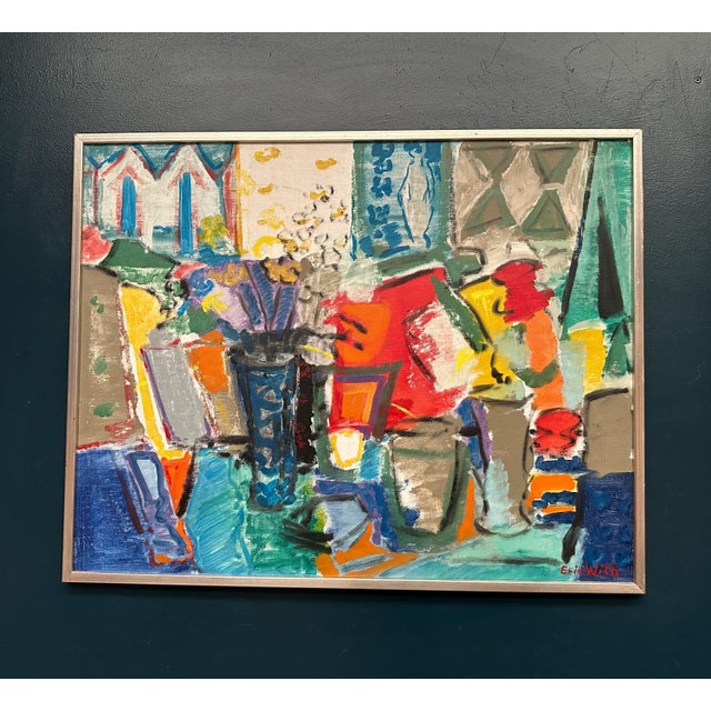 Eric With, Still Life with Flowers, 1950s, Oil Painting on Canvas, Framed For Sale - Image 16 of 17