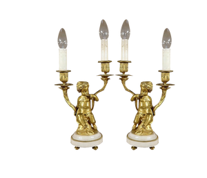 Gilded Bronze Candlesticks, Set of 2