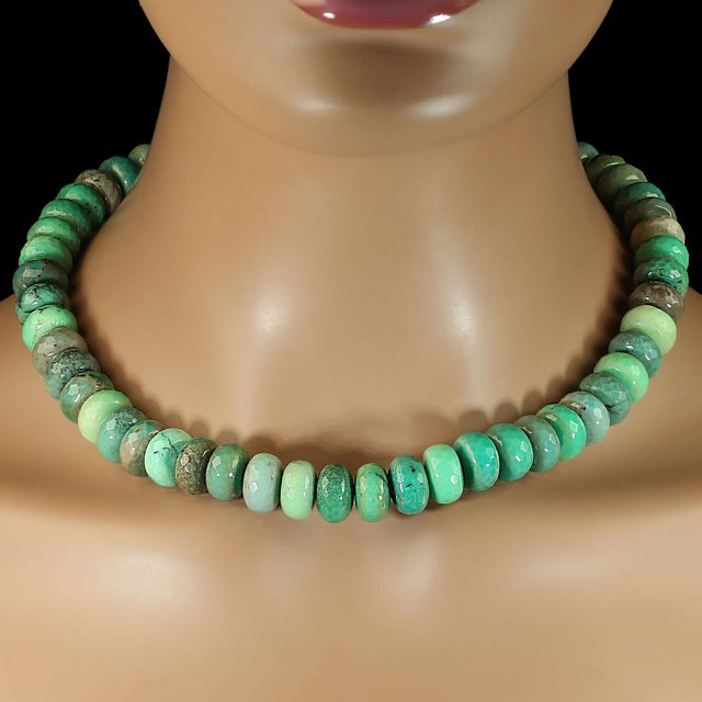 This 18‑inch chrysoprase necklace is a striking blend of natural beauty and artisan craftsmanship. Featuring **14mm...