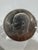 Vintage-style clear faceted lucite/acrylic desk paperweight displaying a genuine 1971 Eisenhower dollar with Dwight D....