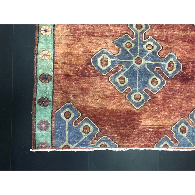 Vintage Turkish Oushak Ethnic Wool Runner Rug For Sale - Image 10 of 11