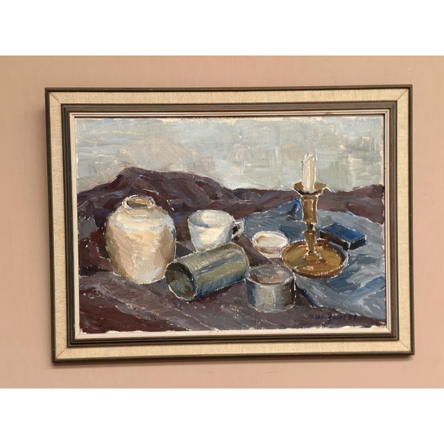 M. Broquist, Still Life with Candlestick, 1959, Oil on Canvas, Framed For Sale - Image 18 of 18