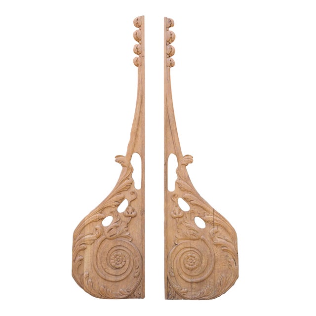 Pair of Large Carved Oak Boiserie Elements From Normandy, France, Circa 1880 For Sale