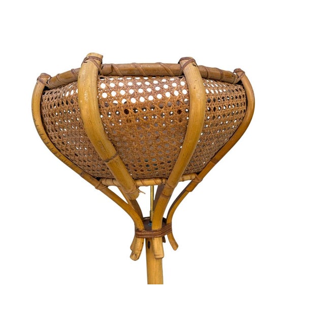 1960s Vintage French Table Lamp in Rotin, 1960s For Sale - Image 5 of 10