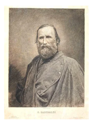 Celestino Turletti, Portrait of Giuseppe Garibaldi, Original Lithograph, 19th Century