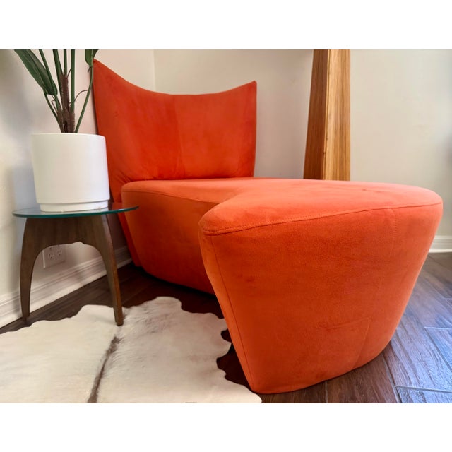 1970s 1970s Vic-Line Sculptural Modular Chaise Lounge in Orange Velvet For Sale - Image 5 of 9