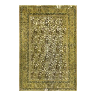 Retro Persian No Pile Green/Brown Wool Rug - 7'8'' X 9'9'' For Sale