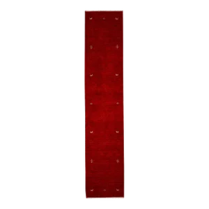 Modern Gabbeh Handmade Red Geometric Wool Runner