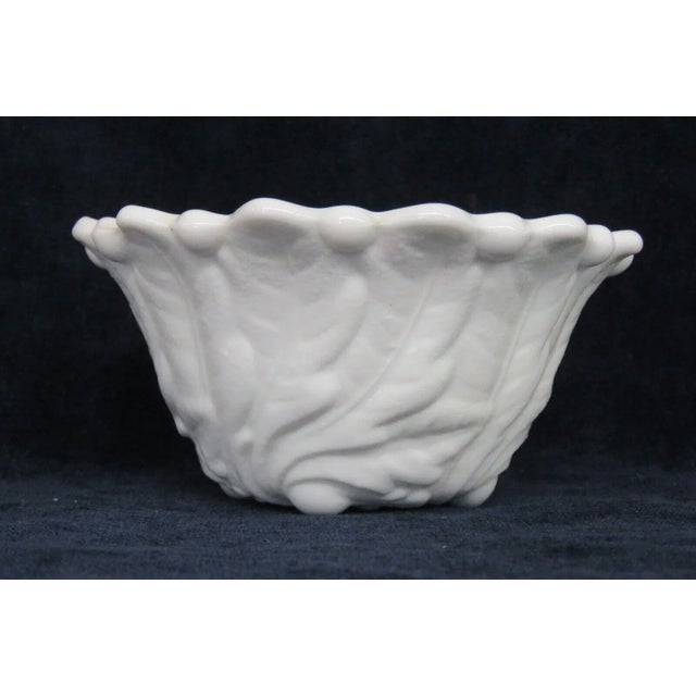 Mid-Century Modern Indiana Wild Rose White Milk Glass Candlestick Holder Bowl For Sale - Image 3 of 9