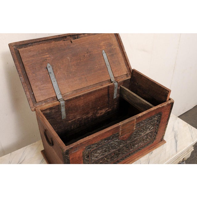 Tribal Early 20th C. Teak Box W/ Intricate Carvings For Sale - Image 3 of 12