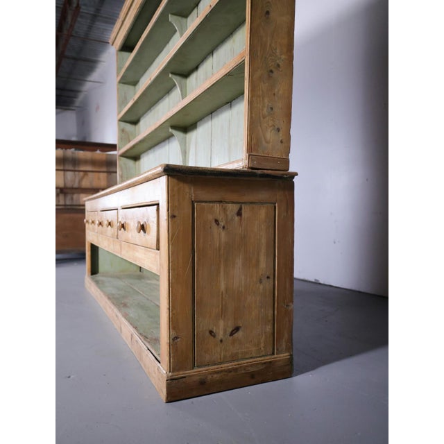 Monumental 10' Antique English Pine Country Kitchen Dresser - Circa 1870 For Sale - Image 11 of 18
