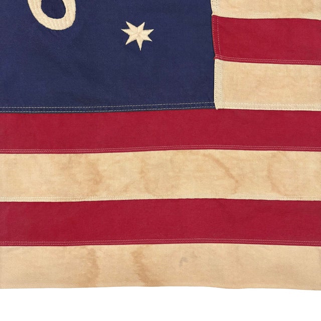 Vintage Cotton Embroidered Bennington 76 American Flag For Sale - Image 4 of 5