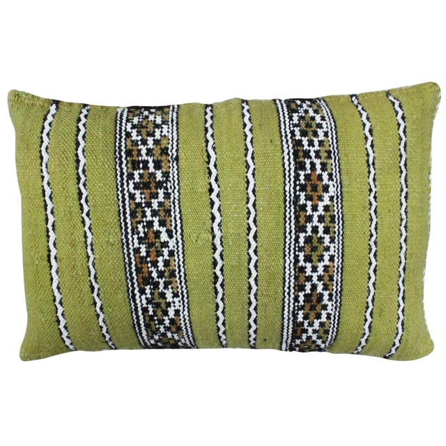 Vintage Green Moroccan Pillow W/ Stripes For Sale - Image 4 of 4