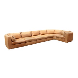 Vintage Modular Cognac Leather Sofa Set from Rolf Benz, 1970s, Set of 6 For Sale