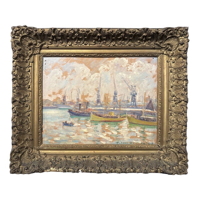 Bertand, Port of Casablanca, 1920s, Oil on Canvas For Sale