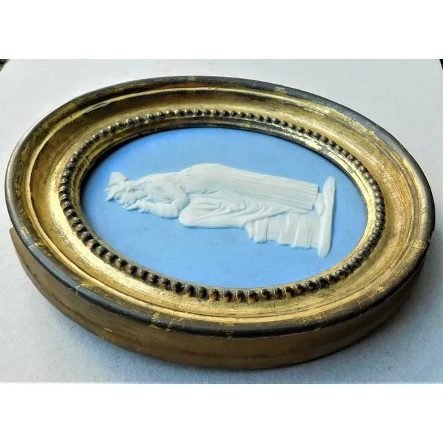 Wedgwood Antique 18th Century Wedgwood Style Jasperware Plaque of Melpomene, the Muse of Tragedy by Adams & Co. For Sale - Image 4 of 8