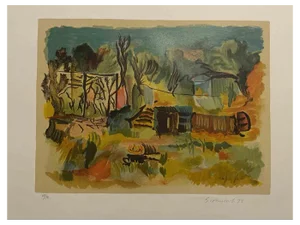 Giovanni Omiccioli, Roman Suburbs, Lithograph, 1973