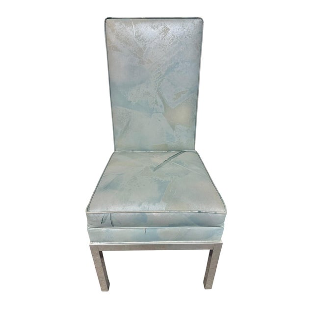 Post Modern Chrome & Abstract Upholstered High Back Dining Chairs - Set of 6 For Sale In Philadelphia - Image 6 of 9