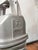 A 1950s philips hdk series factory pendant light in grey enamel with a cast aluminum top, made in the netherlands. An...