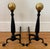 Vintage American Midcentury Cast-Iron and Brass Cannonball Andirons For Sale - Image 10 of 10