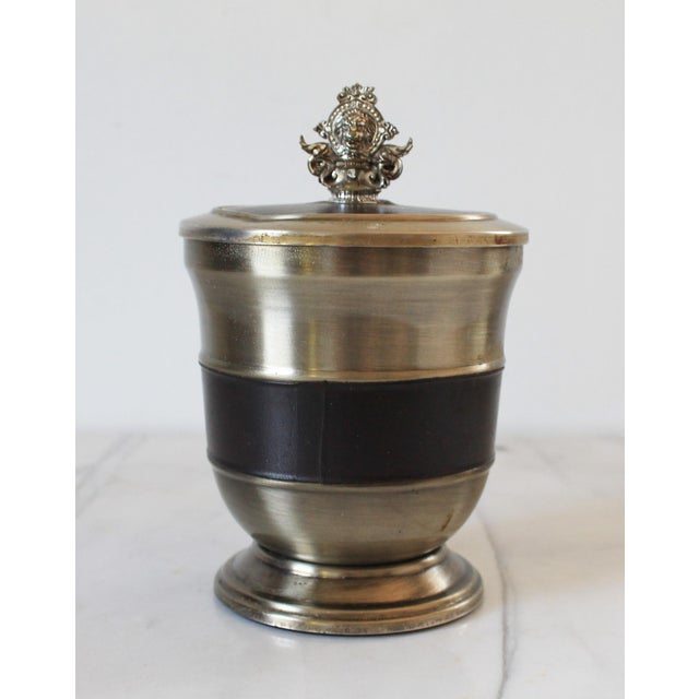 Vintage Leather & Pewter Humidor For Sale - Image 4 of 14