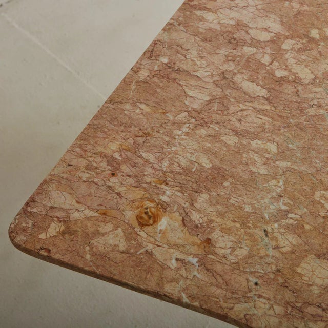 Modern Breccia Pernice Marble + Mahogany Coffee Table Attributed to Guglielmo Ulrich, Italy 1950s For Sale - Image 3 of 12