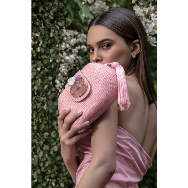 Tamu Bean Clutch in Pale Pink For Sale - Image 9 of 9