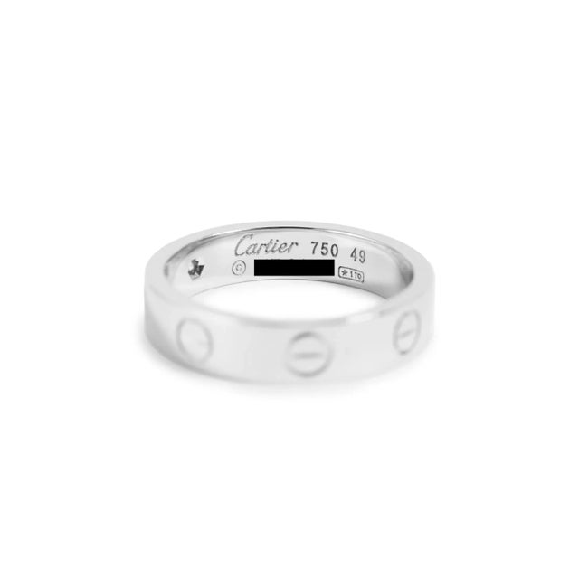 Cartier 18k White Gold Love Ring, Size 5 Small Model 1 Diamond Band For Sale In Houston - Image 6 of 9