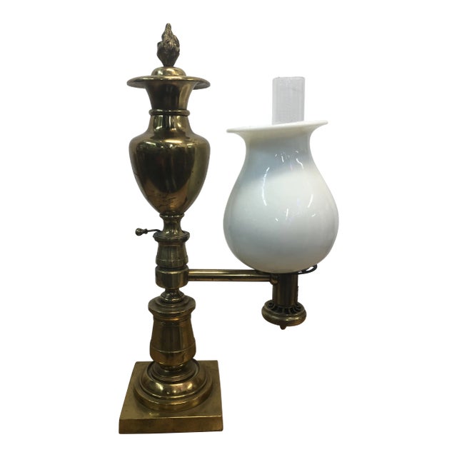 1950s Circa Argand Brass Glass Lamp For Sale