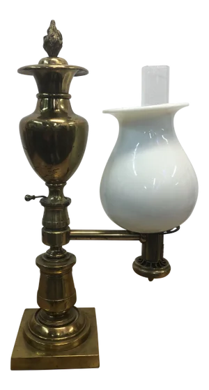 1950s Circa Argand Brass Glass Lamp